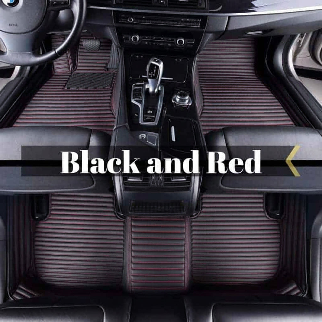Black and Red Stripe Car Mats Set