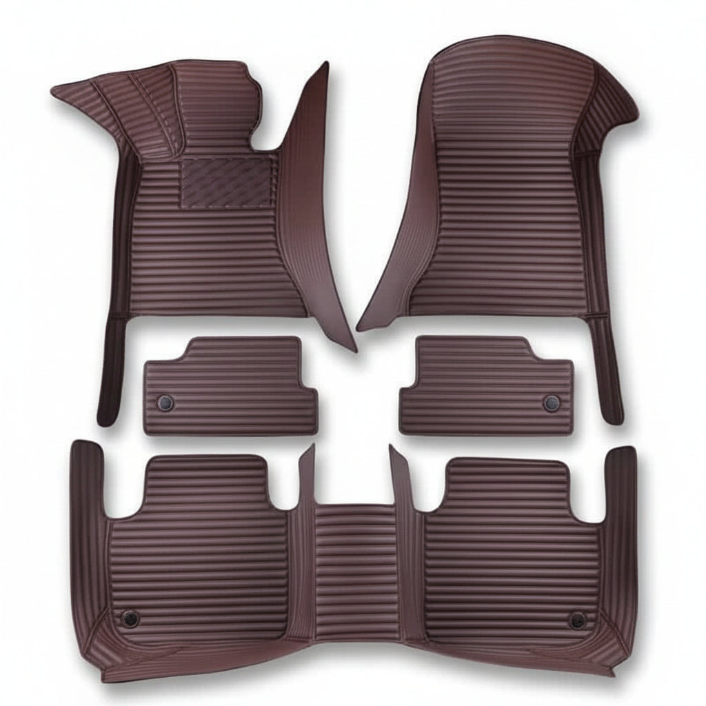 Dark Brown Stripe Car Mats Set